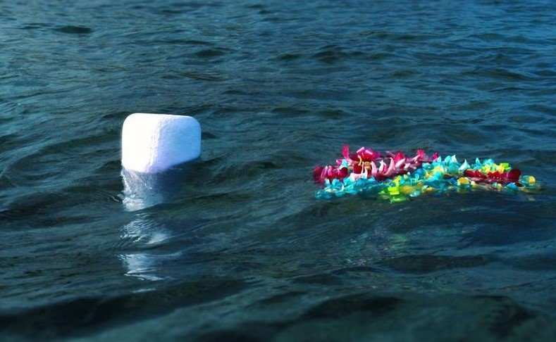 Cremated remains in sea cremation memorial