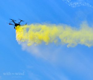 Drone scattering service With The Wind can combine cremated ashes with environmentally-friendly coloured powders for a spectacular memorial.