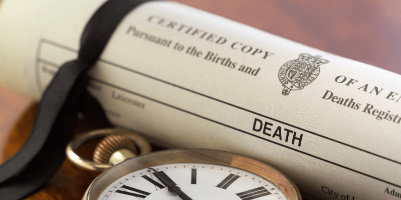 When someone dies in Australia, the death must be registered with the office of Births Deaths and Marriages.