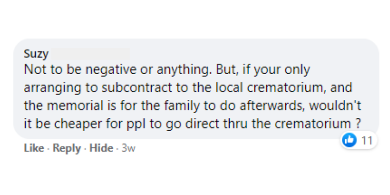 A question about DIY Funerals asked on the Bare Facebook page